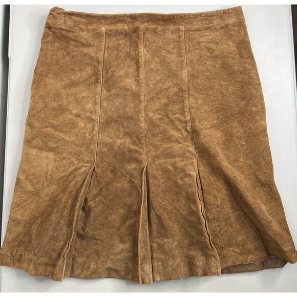 Ann Taylor Loft Leather Tan Brown Skirt Women’s Size 10 - Picture 1 of 9